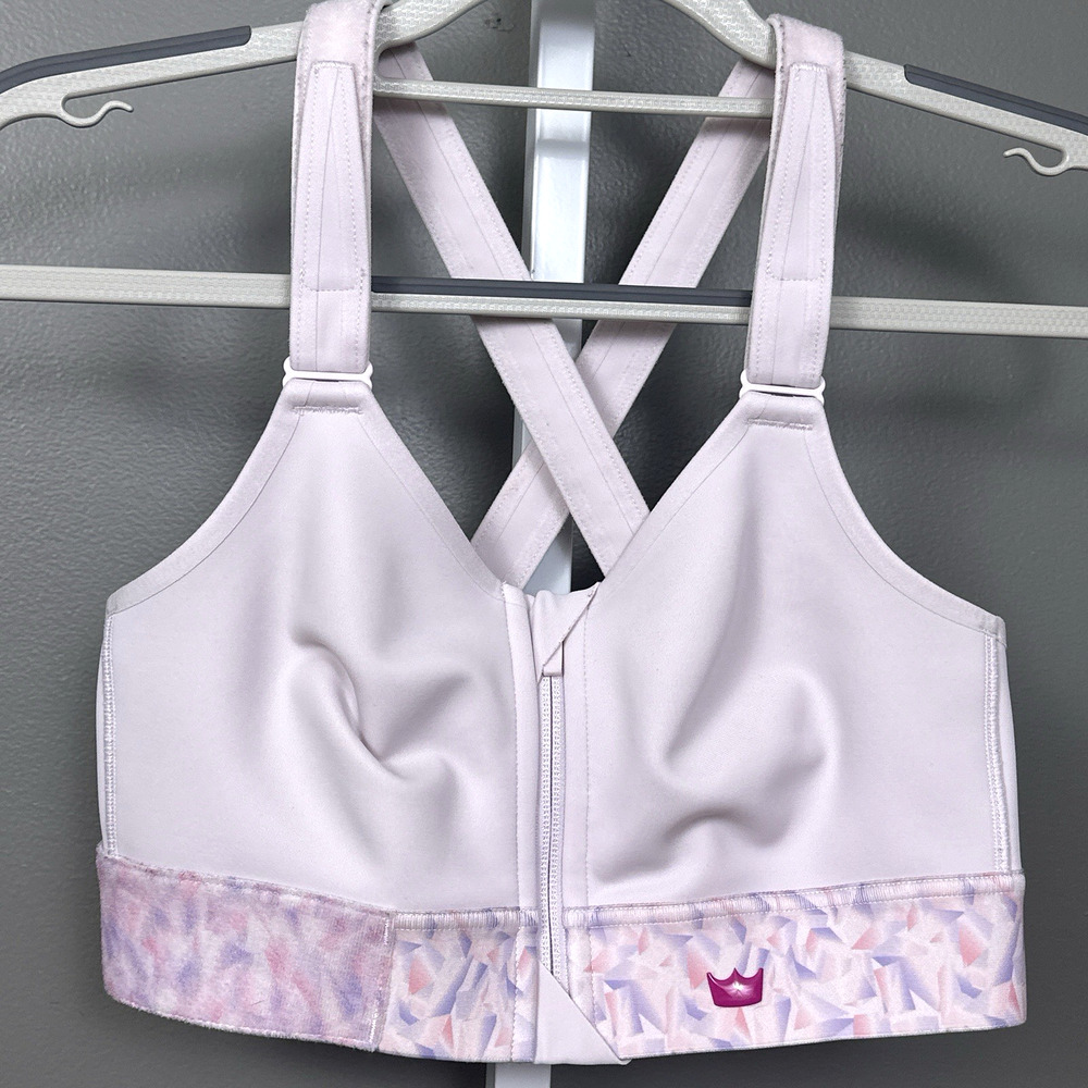 SHEFIT Flex Sports Bra Medium Lavender Pink Zip Front Adjustable 110003